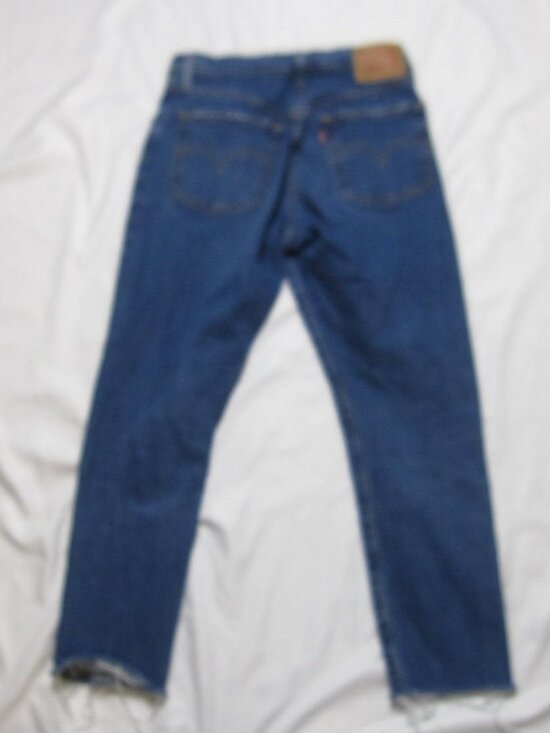 Levi's 501 Skinny Jeans Sz 27x24 High Waisted Button Fly Distressed Raw Hem - Picture 2 of 10